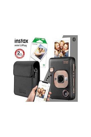 Fujifilm Instax Mini Liplay Hybrid Elegant Black Fotoğraf Makinesi + Çantalı Seti 3 Siyah