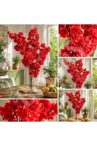 Yapay Çiçek Bahar Dalı 90 Cm Kırmızı