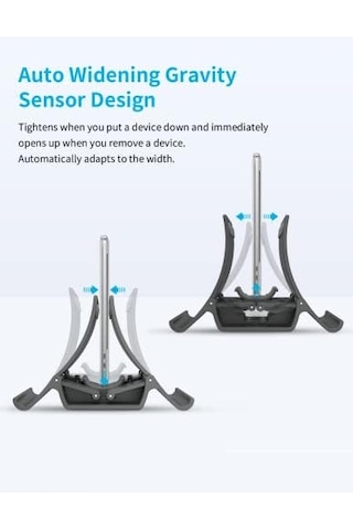 Momax Dikey Dizüstü Bilgisayar Standı Tutucu, Arch Gravity Otomatik Kilitleme Tutucu Depolama Yuvası, Masa Düzenleyici İçin Yer Tasarrufu, Tüm Macbook/ipad/dell/chromebook'a Uyar, Çift Dizüstü
