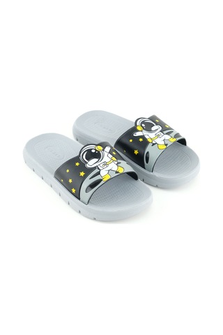 Gezer Erkek Çocuk Yazlık Astronot Pu Rahat Taban Ev Banyo Havuz Plaj Terlik Siyah