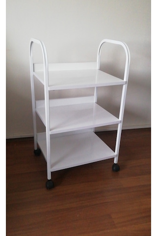 Egeli E-725 Üç Raflı Tekerlekli Etajer Beyaz