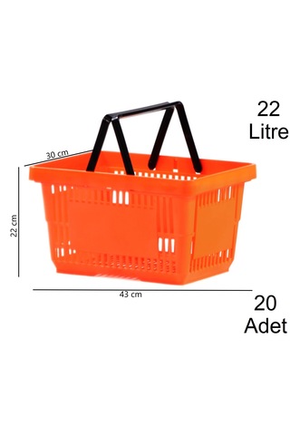 22 Litre Plastik Market Alışveriş El Sepeti Turuncu 20 Adet / En:30 Boy:43 Yükseklik:22 Cm Turuncu