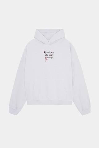 Unisex Oversize Hoodie - Blessed Are Who Wear Tasarım Sweatshirt Beyaz