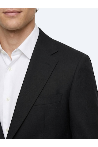 Kip Siyah Çizgili Modern Fit Pamuk Karışımlı Örme Takım Elbise