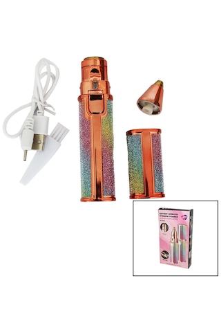 2ın1 Başlı - Simli - Ruj Model - Usb Şarjlı Yanak - Burun Tüy Alma Makinesi 5477