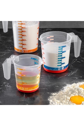 1000 Ml Saplı Plastik Dereceli Renkli Ölçü Kabı - Al4693