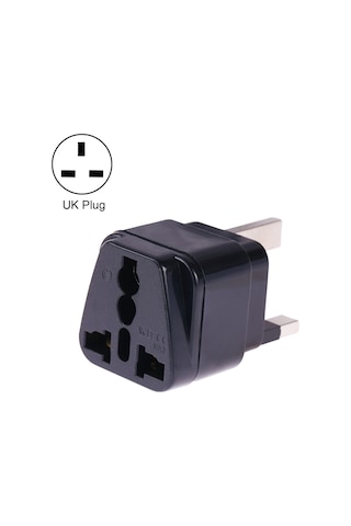 Taşınabilir Evrensel Soket - İngiltere Fiş Güç Adaptörü Sigortalı Seyahat Şarj Cihazı Siyah
