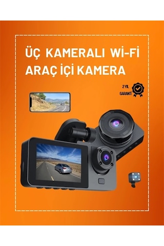 Buğz Full Hd Çözünürlüklü Üç Kameralı Araç İçi Kamera Park Ve Sürüş Güvenliği