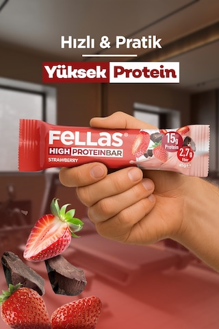 Fellas Yüksek Protein Bar Çilekli 45 x 12 Adet