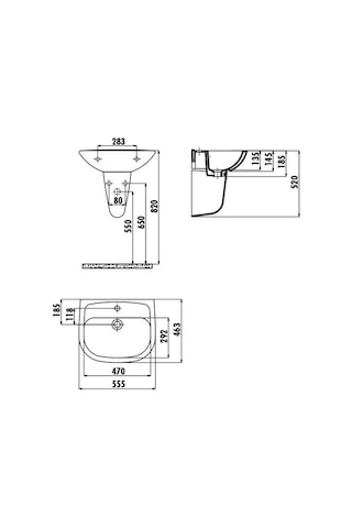 Creavit Pitta 45 x 55 CM Batarya Delikli Lavabo +Sedef Yarım Ayak