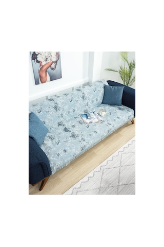 Çok Amaçlı Pamuklu Örtü- Kanepe-koltuk Şalı-koltuk Örtüsü 170x220-1086 Mavi