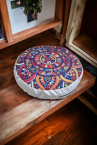 Zafu Karabuğday Dolgulu Meditasyon Minderi Mandala 2024-1m Mor