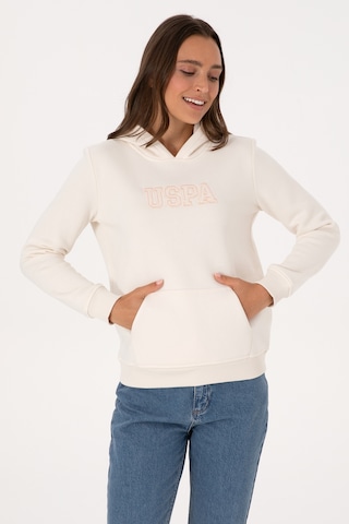 U.S. Polo Assn. Kadın Krem Şardonlu Kapüşonlu Basic Sweatshirt 50313566-VR071