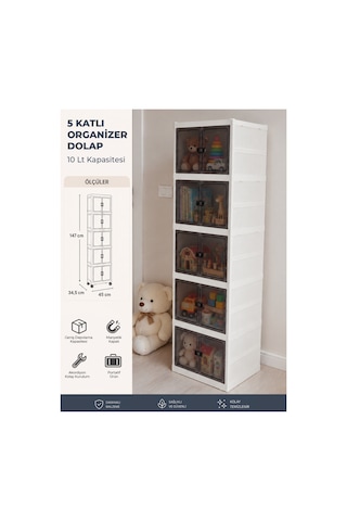 5'li Katlanabilir Modüler Çok Amaçlı Organizer Dolap Çizmelik Ayakkabı Düzenleyici Beyaz