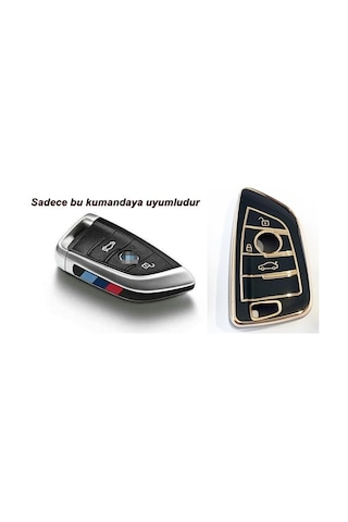 Bmw F G Serisi Uyumlu 3 Tuşlu G10 G20 G30 X5 X6 Fem Silikon Nano Smart Kumanda Kılıfı Gold - Siyah