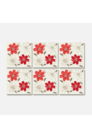 Tink Kırmızı Çiçek Desenli Pvc Karo Diğer