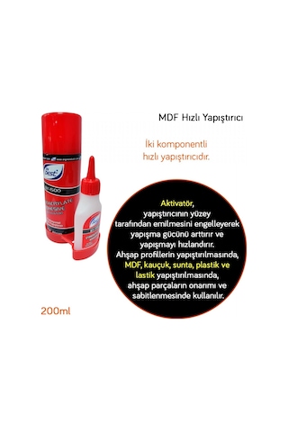 Best Mdf Hızlı Yapıştırıcı Aktivatör 200 Ml+50 Gr By-1500