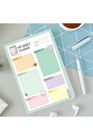 Planlayıcı Set - Haftalık Günlük Planlayıcı - 50 Sayfa Tarihsiz Alışveriş Iş Listesi Görev Yapılacaklar Ça Genel