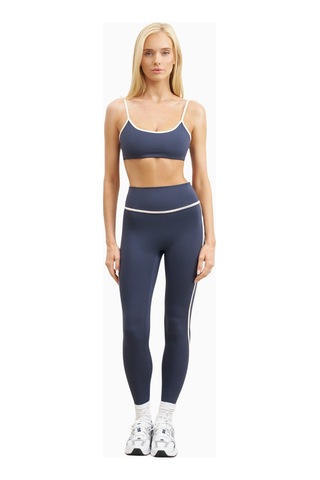 Because Of Alice Base Contrast Trim Leggings Yüksek Bel Şekillendirici Kadın Tayt Mavi