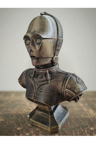 Eselya3d Star Wars C-3po Sixth Scale Büst Figür- Protokol Droidi Heykel- Star Wars Fanart-15cm