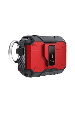 Mobilefix Air-pods Pro 2 Airbag 35 Darbelere Karşı Dayanıklı Düğmeli Kılıf-kırmızı Kırmızı