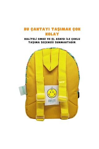 Universal Smiley Baby Lisanslı Sevimli Hayvanlar Desenli Tek Bölmeli Anaokul-kreş İçin Polyester Bebek Sırt Çantası -çok Renkli