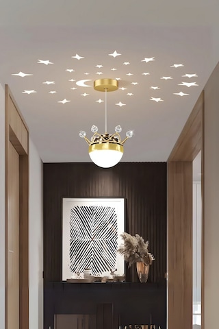 Dolunay Model Gold Kaplama 3 Renk Metal Salon Mutfak Oturma Yatak Odası Modern Led Sarkıt Avize Gold