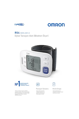Omron RS4 Bilekten Dijital Pilli Tansiyon Aleti – Intellisense Teknolojili, Sensörlü, 60 Ölçüm Hafızalı