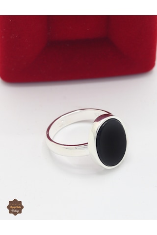 Oniks Taşlı Sade Oval Model 925 Ayar Gümüş Erkek Yüzük 201025449
