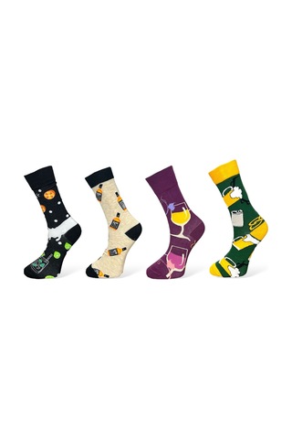 4'lü Unısex İçki Temalı Esnek Nem Alabilen Pamuklu Spor Soket Çoraplar Çok Renkli
