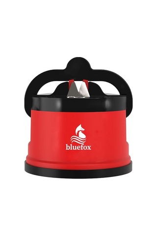 Bluefox Kırmızı Powergrip'li Bıçak Bileyici - Vantuzlu Vakumlu, Serbest Ellerle Kullanılabilen Tungsten Carbide Bıçak Bileme Aleti