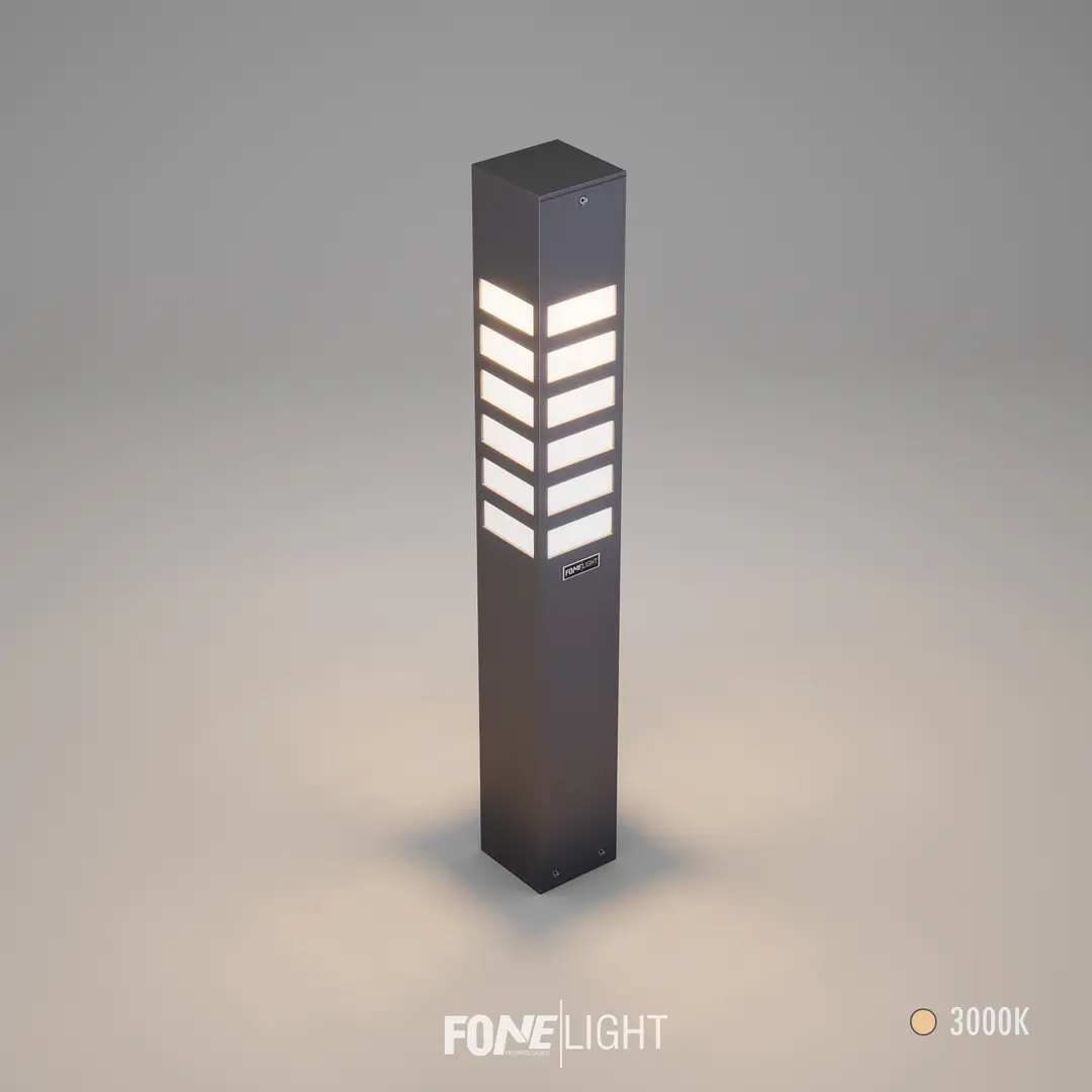 Fonelight Vilorita Alüminyum Modern Bahçe Peyzaj Yol Bollard Aydınlatma Antrasit