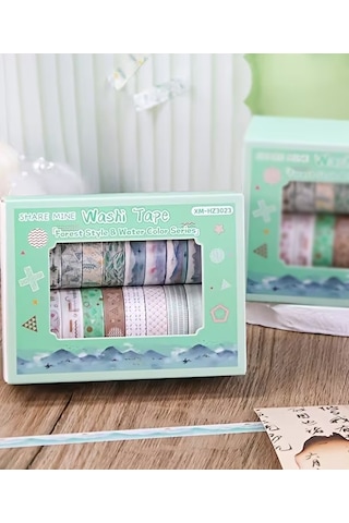 Share Vintage Washi Tape Bant Yapışkanlı Maskeleme Kağıdı Desenli Bant 20'li - Orman Stili Desenler 1