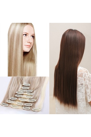 Mufunye Günlük Ve Özel Günler İçin Yüksek Sıcaklık Lifli Saç Uzatma Seti 8 Renk Seçeneği