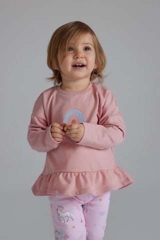 DeFacto Kız Bebek 2'li Takım Bisiklet Yaka Sweatshirt Unicorn Baskılı Beli Lastikli Alt D8699A525SPBR80