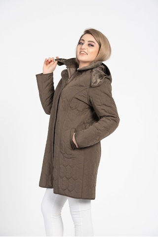 Vetre Kadın Kapitone Mont (95 Cm) Haki Büyük Beden 1016 Çok Renkli