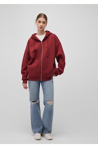 Mavi - Kapüşonlu Fermuarlı Bordo Sweatshirt 1610221-85493 Bordo