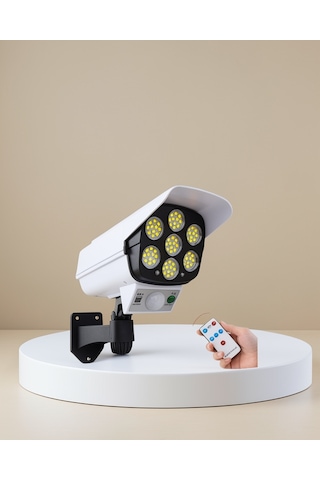 Güneş Enerjili Led Lamba, Kamera Görünümlü, 5-8 M Hareket Algılamalı, Beyaz Işık