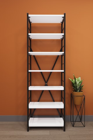 Modern 6 Raflı Metal Kitaplık Üçlü Ayrılabilir Modül Dekoratif Çok Amaçlı Kitaplık Metalk01 Karına
