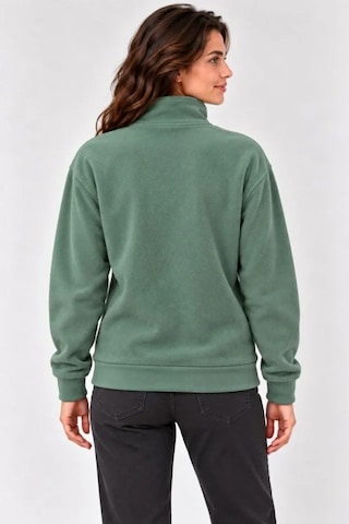 Zennamoda Polar Dik Yaka Yarım Fermuarlı Uzun Kollu Regular Fit Kışlık Sweatshirt - Mint Yeşili