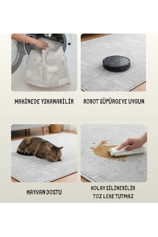 Classi Bambu Saten İpeksi Floşlu Kaymaz Taban Yıkanabilir Halı Çok Renkli