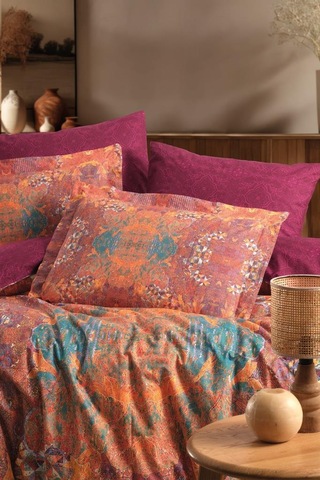 Heritage Dijital Ranforce Çift Kişilik Nevresim Takımı Opulent Bordo