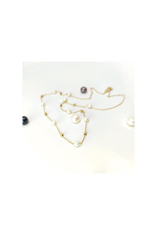 Dorika Toplu İnci Kolye 14 Ayar Altın Hd Videolu - 14 Ayar