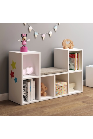 Flymobılya Linaza Montessori Minderli Kitaplık