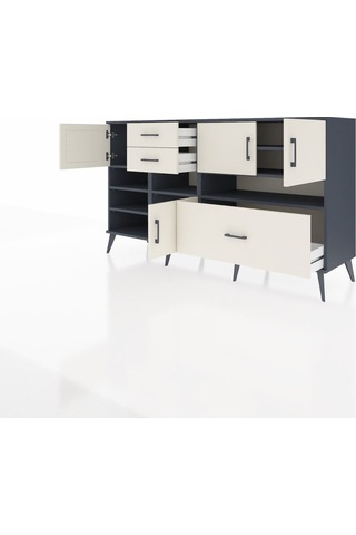 Hyperion Konsol 7 Raflı 3 Çekmeceli 4 Kapaklı 176x44x99 Antrasit- Antrasit-aytaşı