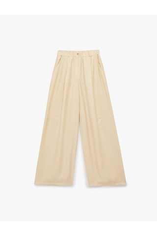 Koton Modal Kumaş Loose Fit Beli Lastikli Cepli Geniş Paça Baggy Pantolon Bej 6sak40200ew Ekru