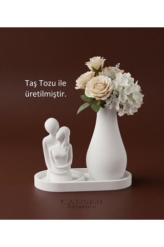 10cm Sevgili Biblo & 13cm Çiçek Vazosu - 17cm Tepsi - Üçlü Set 91599591