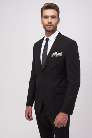 AC&Co / Altınyıldız Classics Erkek Siyah Slim Fit Dar Kesim Düz Siyah 8 Drop Su Geçirmez Nano Takım Elbise 4A3010000005SYH488N Siyah