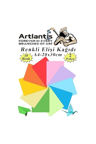 Artlantis Elişi Kağıdı A4 10 Renk 2 Paket El İşi Kağıdı 10 Lu Kreş Ana Sınıfı Okul Öncesi Sınıf Malzemesi