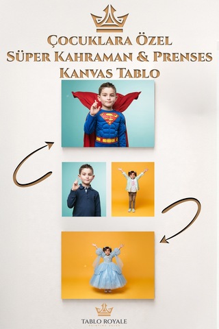 Çocuklara Özel Süper Kahraman & Prenses Kanvas Tablo